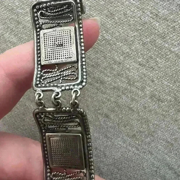 Vintage silver enameled Peruvian style bracelet - Picture 6 of 7